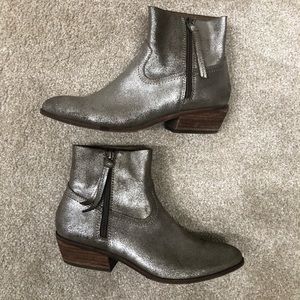 Frye Booties, silver. Worn once. Size 8 medium